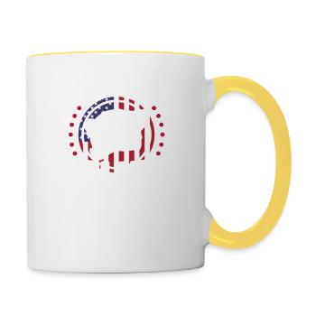 This Old Wolf Still Bites Patriotic Veteran - Contrasting Mug - white/yellow - Right