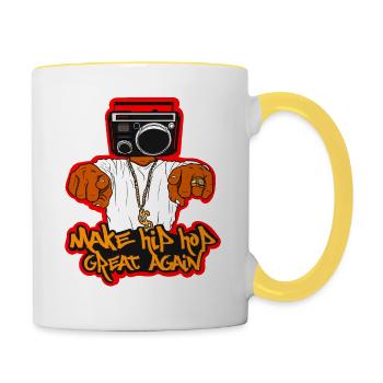 Hip Hop Musik Tanzen Breakdance Rap Geschenk - Tasse zweifarbig - Weiß/Gelb - Rechts