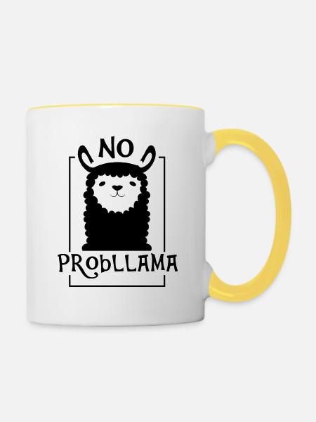 No Probllama - Tasse zweifarbig - Weiß/Gelb