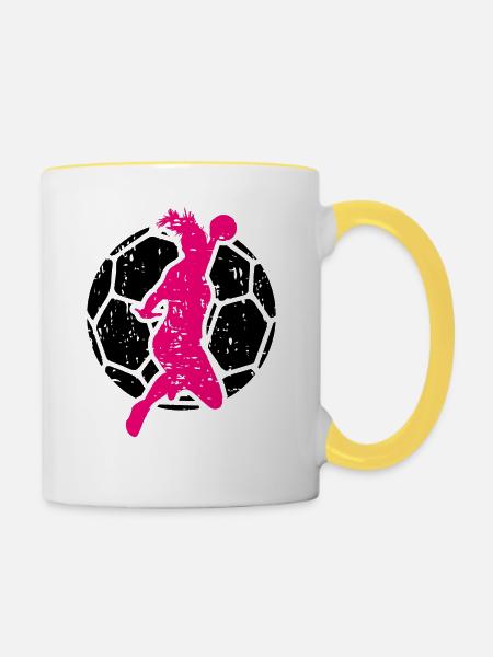 Handballerin - Tasse zweifarbig - Weiß/Gelb