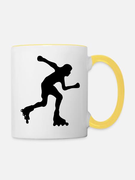 inlineskating - Tasse zweifarbig - Weiß/Gelb