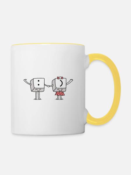 Keyboardsmile - Tasse zweifarbig - Weiß/Gelb