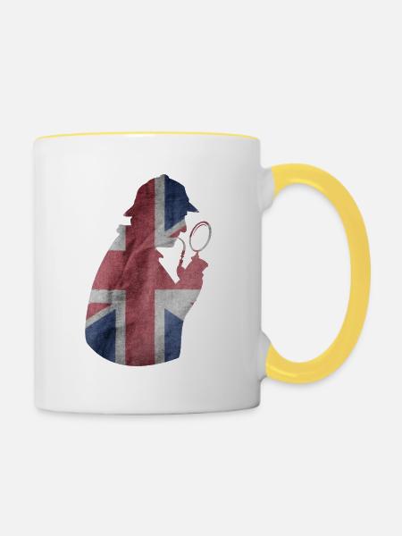 Sherlock Holmes - Tasse zweifarbig - Weiß/Gelb