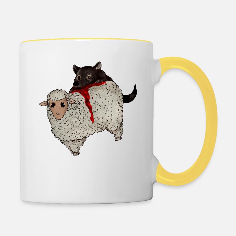 Le loup pique un mouton - Mug contrasté - blanc/jaune