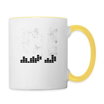 DJ Music House Techno Trance Kopfhörer Musik - Tasse zweifarbig - Weiß/Gelb - Rechts