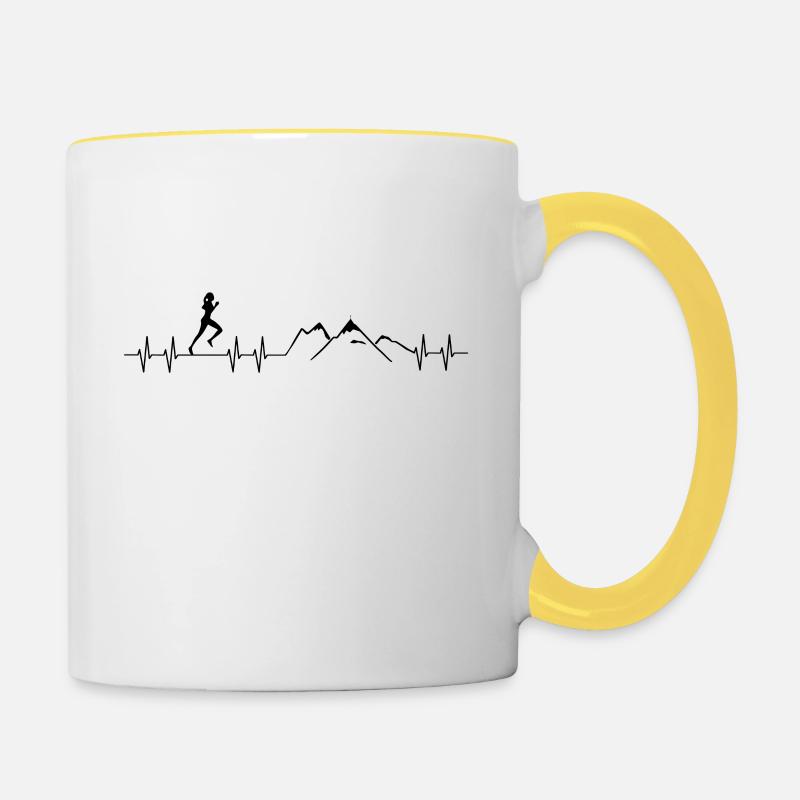 Battements de coeur - Mug contrasté - blanc/jaune