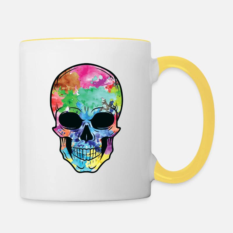 Tête de mort - Mug contrasté - blanc/jaune