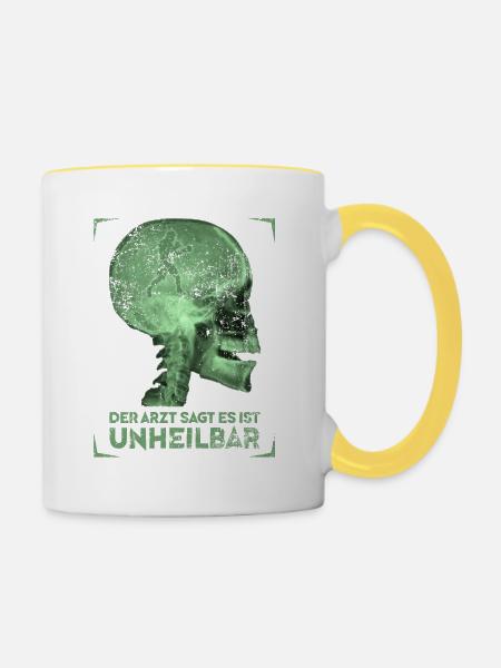 Boxen - Tasse zweifarbig - Weiß/Gelb