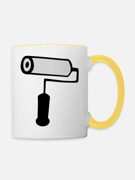 Farbroller Hausmaler Baumalerei - Tasse zweifarbig - Weiß/Gelb