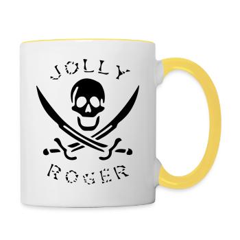 jolly_roger - Tasse zweifarbig - Weiß/Gelb - Rechts