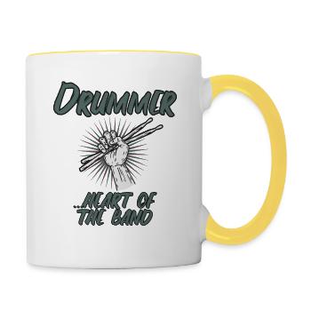 Drummer Drummer Band Cadeau Batterie - Mug contrasté - blanc/jaune - Droite