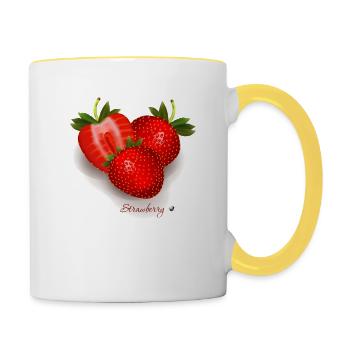 Erdbeeren Strawberrys - Tasse zweifarbig - Weiß/Gelb - Rechts