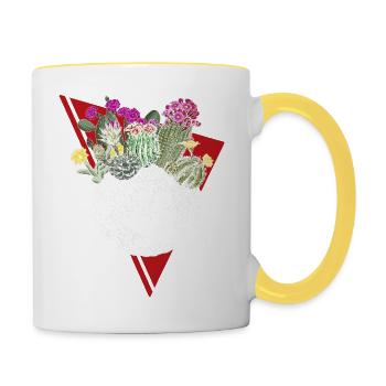 Planet of cactuses in color - Contrasting Mug - white/yellow - Right