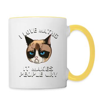 Chat Chat Prof de maths Chat Grumpy Mathe Gesche - Mug contrasté - blanc/jaune - Droite