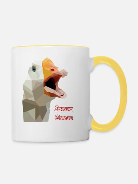 Angry Gans - Gans, Gänse, - Tasse zweifarbig - Weiß/Gelb
