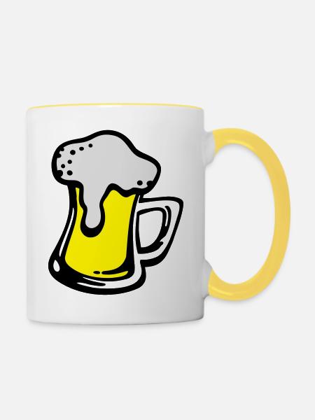 bierglas_3c - Tasse zweifarbig - Weiß/Gelb