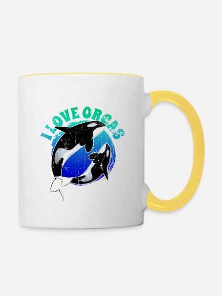 Orca Schwertwal - Tasse zweifarbig - Weiß/Gelb