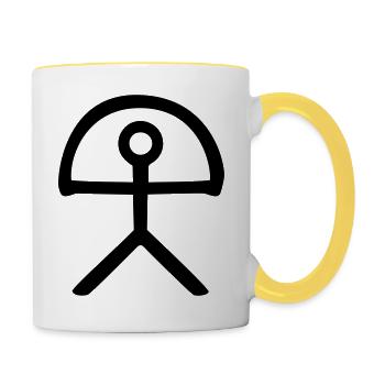 indalo Andalusien Almeria prähistorisches Symbol - Tasse zweifarbig - Weiß/Gelb - Rechts