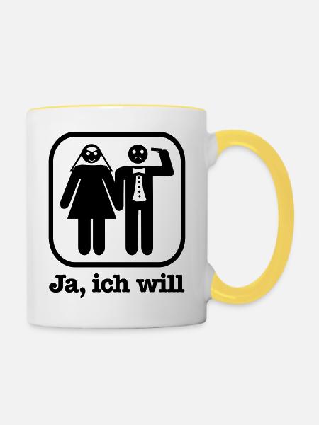 Ja, ich will - Tasse zweifarbig - Weiß/Gelb