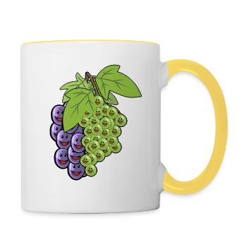 Weintrauben Trauben Obst Früchte Rebe Veganer - Tasse zweifarbig - Weiß/Gelb - Rechts