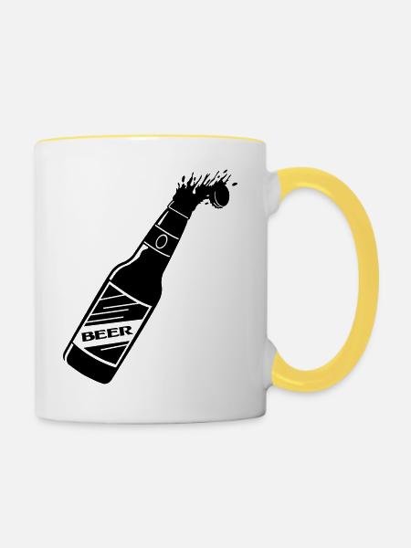 Beer bottle - Tasse zweifarbig - Weiß/Gelb