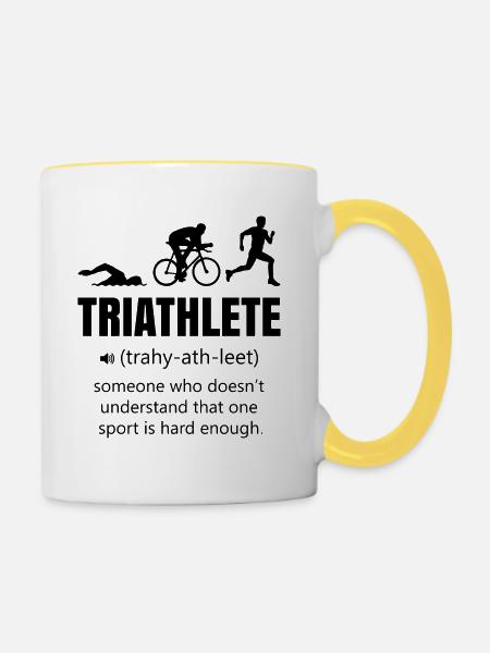 Triathlon lustig - Tasse zweifarbig - Weiß/Gelb