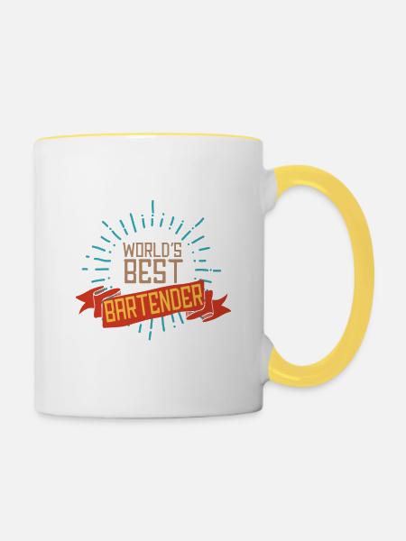 Die weltweit besten Barkeeper - Tasse zweifarbig - Weiß/Gelb