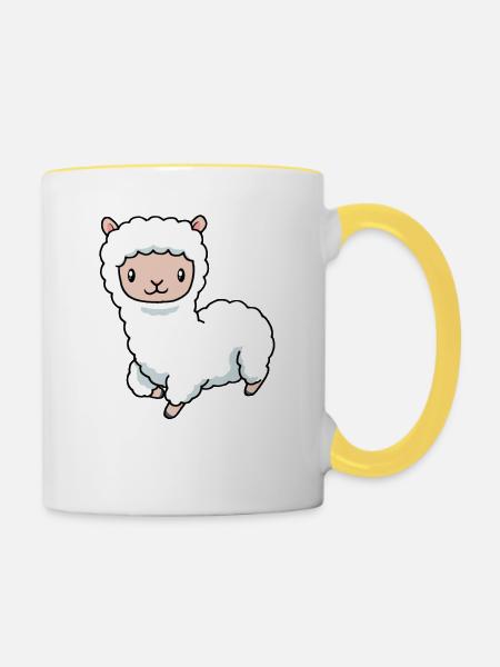 Alpaka Baby - Tasse zweifarbig - Weiß/Gelb