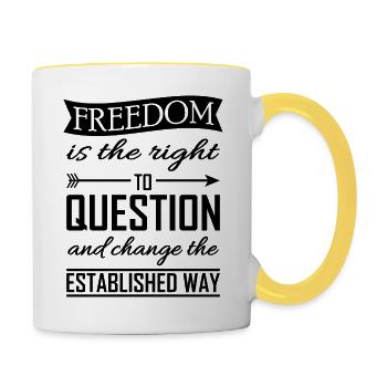 liberté - Mug contrasté - blanc/jaune - Droite