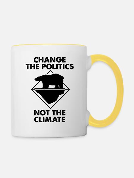 nachhaltige Politik - Tasse zweifarbig - Weiß/Gelb