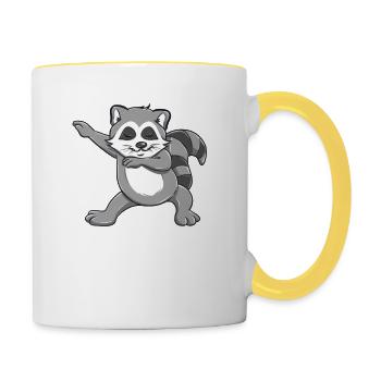 Drôle Dabbing Racoon graphic - Cadeau parfait pour Racoon - Mug contrasté - blanc/jaune - Droite