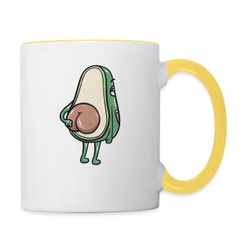 Funny Avocado Butt Apparel - Cadeau mignon Vegan - Mug contrasté - blanc/jaune - Droite