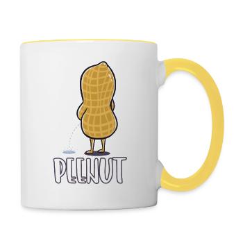 Funny Peanut product "Peenut" - perfect gift - Contrasting Mug - white/yellow - Right