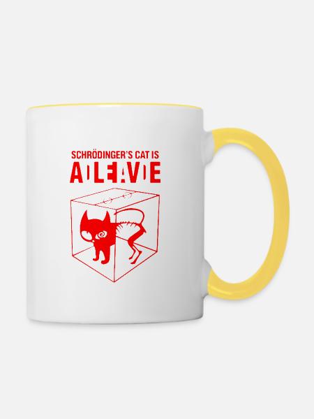Schrödingers Cat - Tasse zweifarbig - Weiß/Gelb