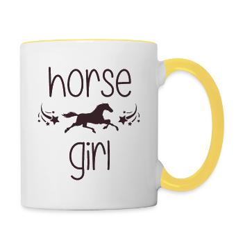 Fille de cheval - Mug contrasté - blanc/jaune - Droite