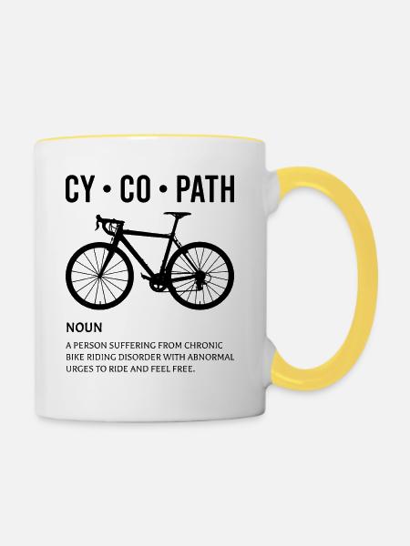 Fahrradfahrer - Tasse zweifarbig - Weiß/Gelb