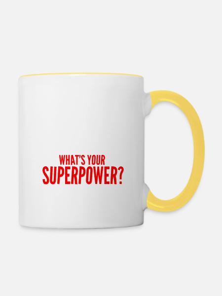 Ich bin ein Rezeptionist was ist Ihre Supermacht? - Tasse zweifarbig - Weiß/Gelb