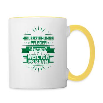Ich bin Heilerziehungspfleger - Tasse zweifarbig - Weiß/Gelb - Rechts