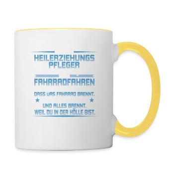 Ich bin Heilerziehungspfleger - Spruch - Tasse zweifarbig - Weiß/Gelb - Rechts