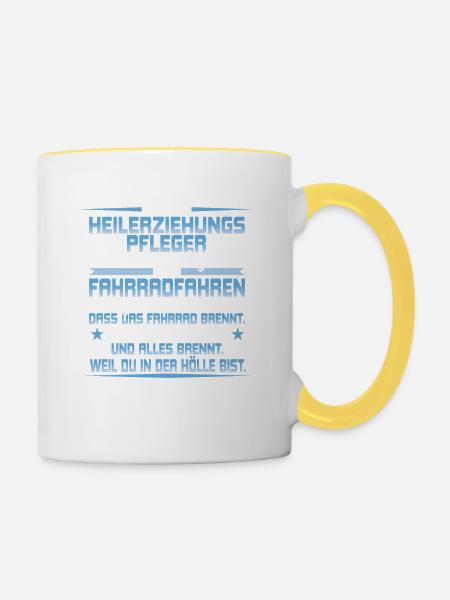 Ich bin Heilerziehungspfleger - Spruch - Tasse zweifarbig - Weiß/Gelb
