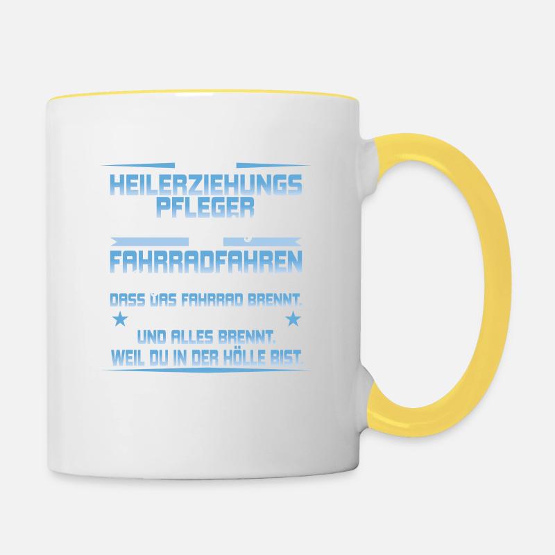 Ich bin Heilerziehungspfleger - Spruch - Tasse zweifarbig - Weiß/Gelb