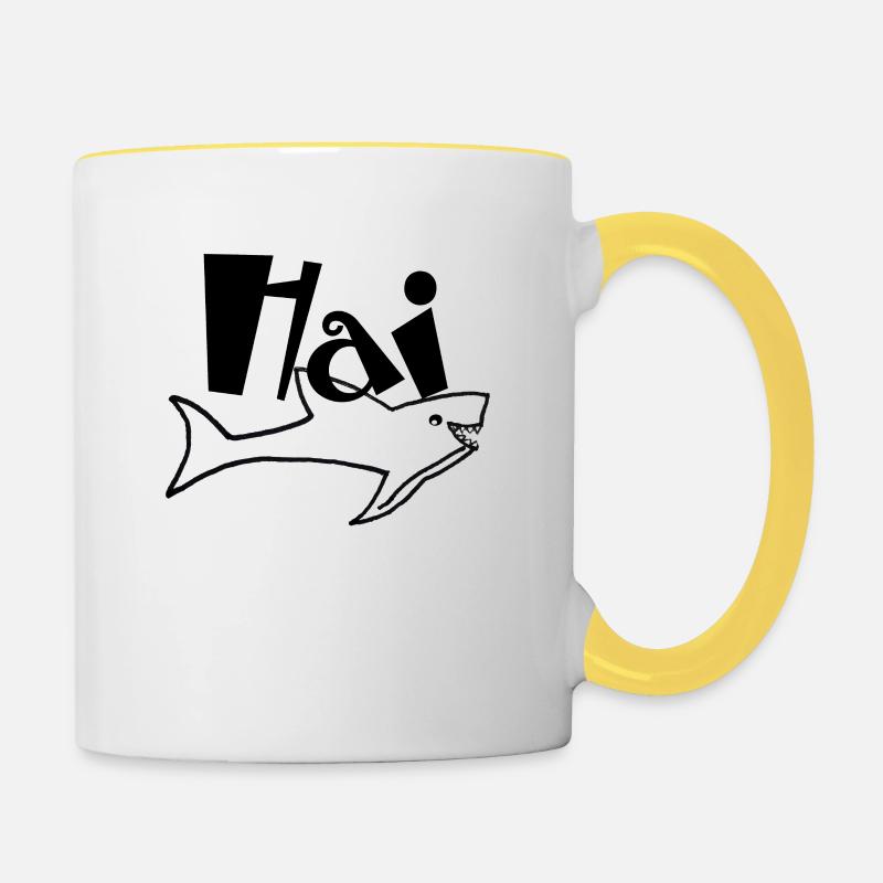 Shark, shark gift - Contrasting Mug - white/yellow