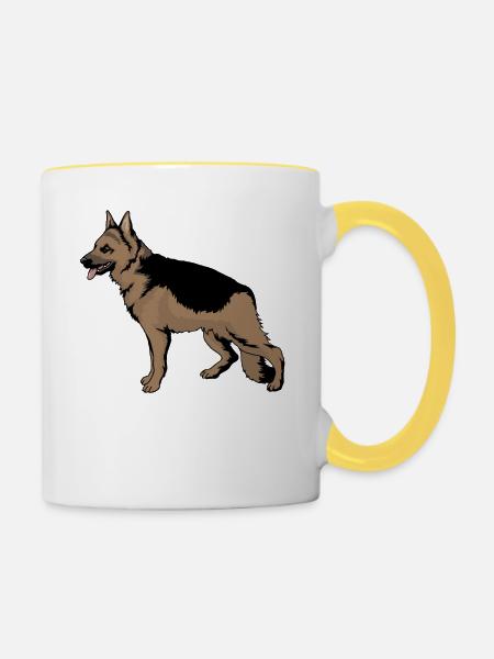 Deutscher Schäferhunde - Tasse zweifarbig - Weiß/Gelb