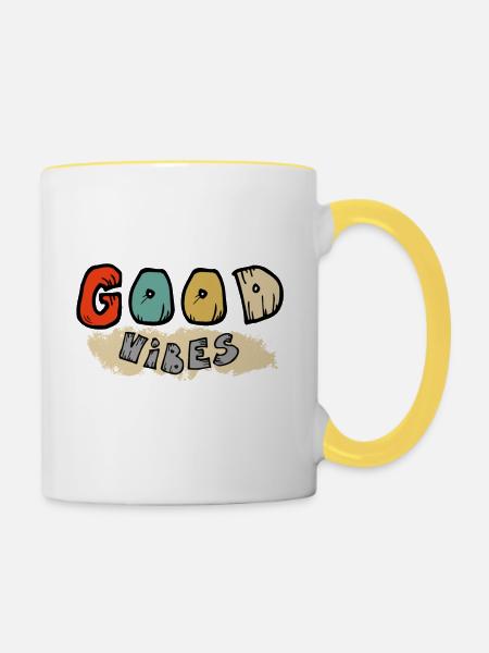 vibes - Tasse zweifarbig - Weiß/Gelb