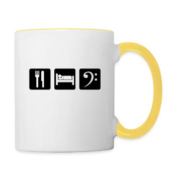 Bassist Musiker Kontrabass Tuba Geschenk Fagott - Contrasting Mug - white/yellow - Right