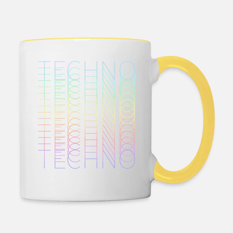 techno techno techno - Tasse zweifarbig - Weiß/Gelb
