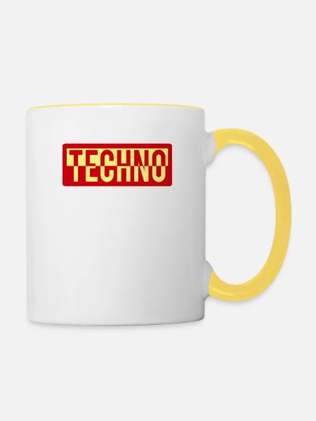 TECHNO - Tasse zweifarbig - Weiß/Gelb