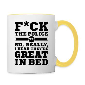 politie - Mok tweekleurig - wit/geel - Rechts