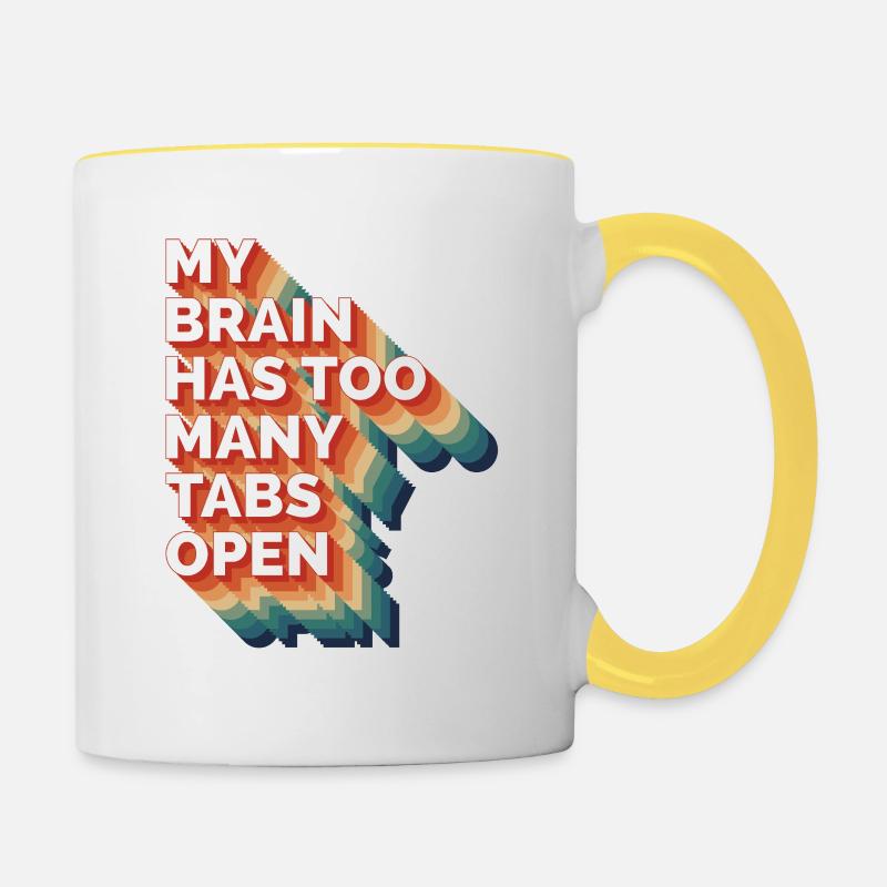 My brain has too many tabs open Informatik Gamer - Mug contrasté - blanc/jaune