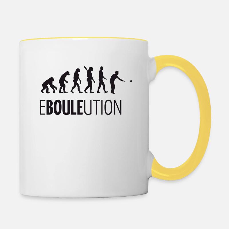 Boule Pétanque Bocce EVOLUTION T-shirt - Mug contrasté - blanc/jaune